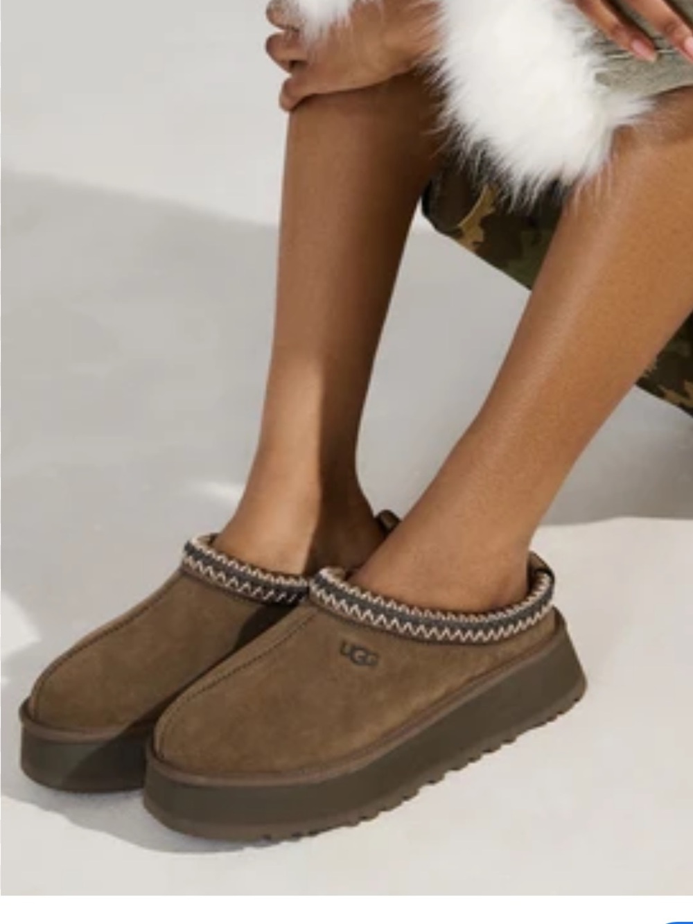🔥UGG Tazz Platform Braided Slippers sz7  Hickory Brown /Gray Price Firm